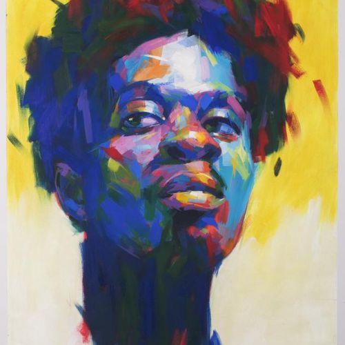 EJOH Wallace (b. 1966, Ghana), "Attitude", 2019.丙烯酸画布，背面有签名和日期，110 x 90厘米。