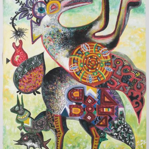 THIAM Chérif (né en 1951, Sénégal), "Sans titre", 2015. Acrylique sur toile sign&hellip;