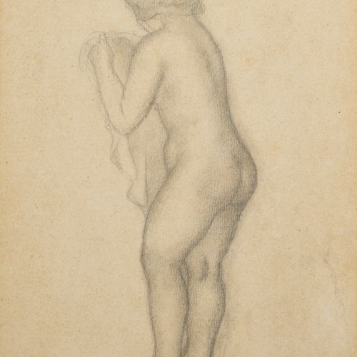 Aristide Maillol (1861-1944) ƒ 一个裸体女人站在四分之三的位置，手持面纱

带邮票（右下角；Lugt 1852b）。

纸上石墨和&hellip;