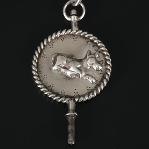 Antique silver Chatelaine with watch key, ca. 1850. Chatelaine en zilveren antiq&hellip;