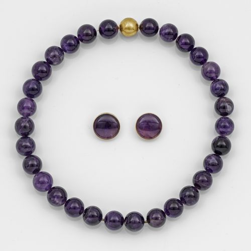 Amethyst-Demi Parure Single row necklace made of 30 deep purple amethyst beads o&hellip;