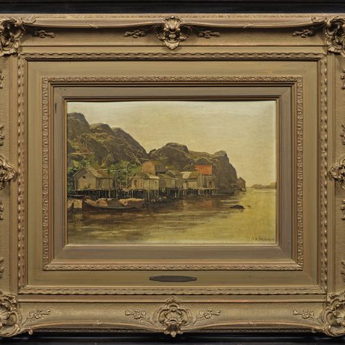 Adolf Gustav Schweitzer (1847 Dessau - 1914 Düsseldorf)
挪威海岸风景与渔民的房子
史怀哲的大气作品，他于&hellip;