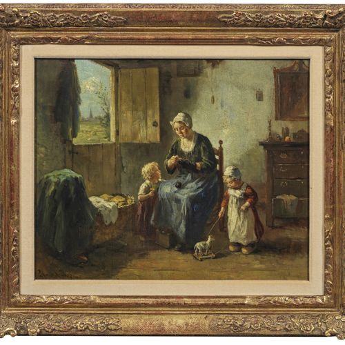 Bernard de Hoog (1866年阿姆斯特丹-1943年海牙)
有母亲和两个小孩的田园室内场景
大气的风俗场景，在主题和风格上都很有特色，出自伯纳德-&hellip;