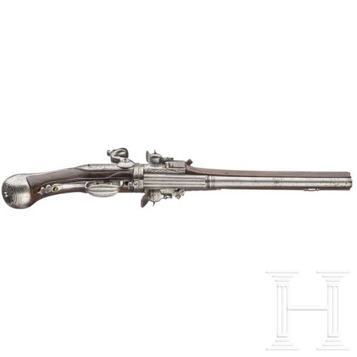 A rare German four-shot flintlock wender pistol for superimposed charges, circa &hellip;