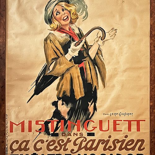 MISTINGUETT (1875/1956) : Chanteuse et meneuse de revues. 1 Cartel original de l&hellip;