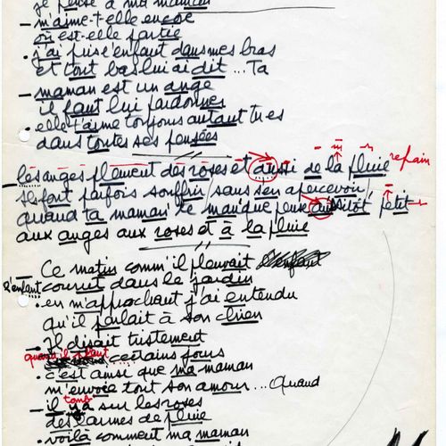 Null CLAUDE FRANCOIS: manoscritto originale di 2 pagine della canzone "Les anges&hellip;
