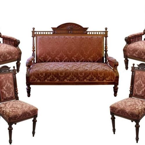 Null Seating set, Historism, German circa 1880/90, consisting of: Sofa, 2 armcha&hellip;