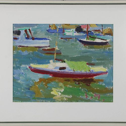 Null Meilerts-Krastins, Ludmila (拉脱维亚 1908年 - 1998年 澳大利亚墨尔本), 《停泊的帆船》, 油画，纸板上的油彩&hellip;