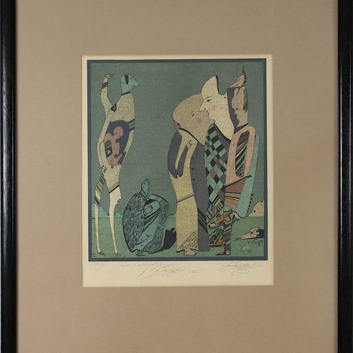 Null Chemiakin, Mihail (b. Moscow 1943), Composition with figures a. Turtle, lit&hellip;