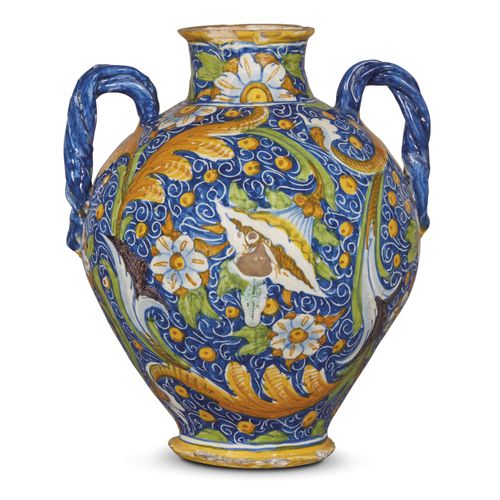 LARGE JAR, VENICE, 1570 CIRCA in majolica decorated in polychrome with orange, b&hellip;