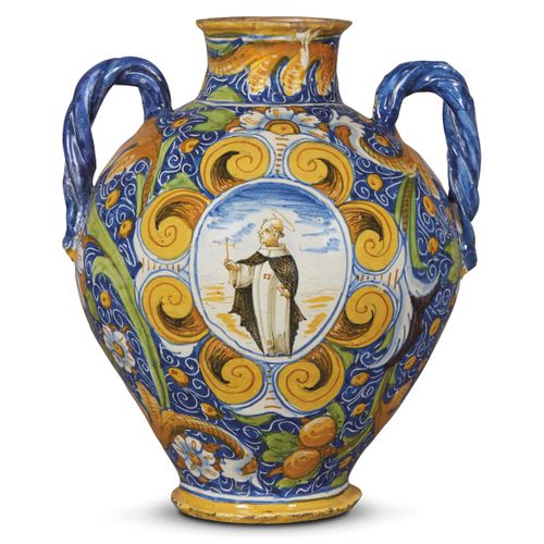 LARGE JAR, VENICE, 1570 CIRCA in majolica decorated in polychrome with orange, b&hellip;