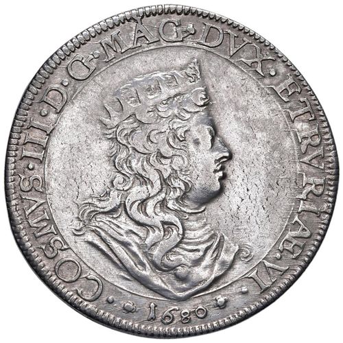 Null LIVORNO. COSIMO III DE' MEDICI (1670-1723) TOLLERO 1680
Ar gr. D/ Tête cour&hellip;