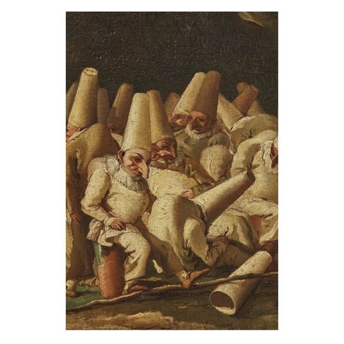 Null Giandomenico Tiepolo 
(Venezia, 1727-1804) 
GRUPPO DI PULCINELLA
olio su te&hellip;