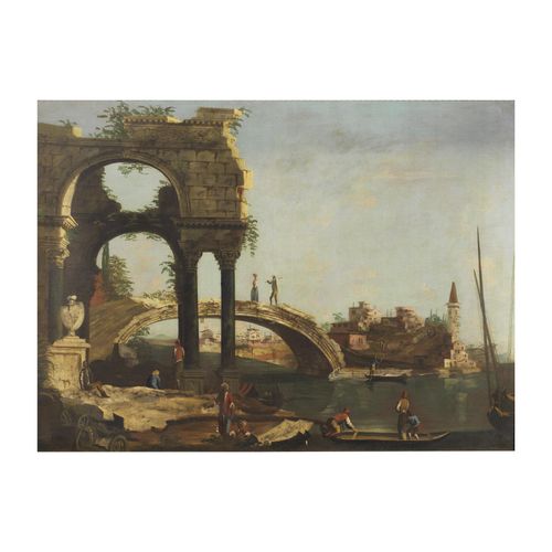 Null Venetian school, late 18th century
VIEW OF A LAGOON WITH RUINS AND FIGURES
&hellip;
