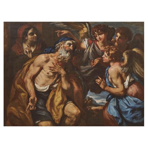Null 归属于Johann Carlo Loth
ABRAHAM AND THE ANGELS
布面油画，cm 161x200
 
 Attribuito a&hellip;