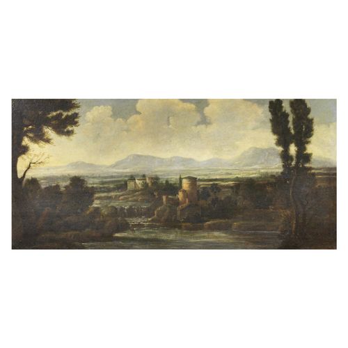 Null Roman school, 17th century
RIVER VIEWS WITH ARCHITECTURES AND MOUNTAINS 
oi&hellip;