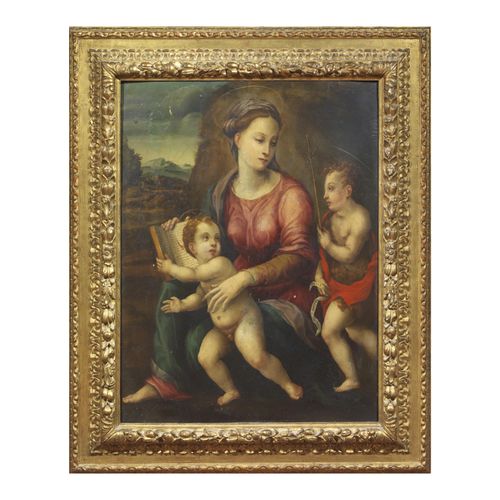 Null 佛罗伦萨学校，17世纪
MADONNA WITH CHILD AND SAINT JOHN THE BAPTIST
oil on panel, cm &hellip;