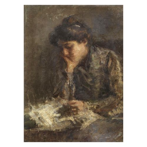 Null Emilio Gola
(Milano 1851 - 1923)
A LADY READING
Öl auf Leinwand, 75x55 cm
a&hellip;