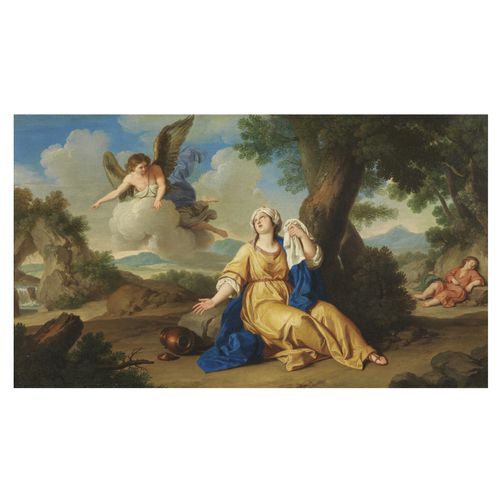 Null École romaine, XVIIIe siècle
AGAR ET L'ANGE
huile sur toile, cm 41,5x71,5
 &hellip;