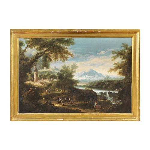 Null Bartolomeo Pedon 
(1665-1732) 
RIVER LANDSCAPE WITH A TOWN AND A TOWER
RIVE&hellip;