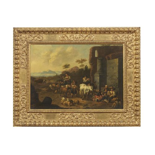 Null Peintre Bambocciante, XVIIIe siècle
SHEPHERDS AND SHEEPS 
huile sur toile, &hellip;