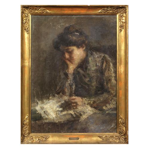Null Emilio Gola
(Milano 1851 - 1923)
A LADY READING
Öl auf Leinwand, 75x55 cm
a&hellip;
