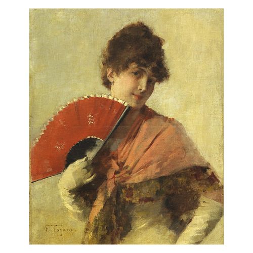 Null Eduardo Tofano
(Nápoles 1838 - Roma 1920)
IL VENTAGLIO ROSSO
olio su tela, &hellip;