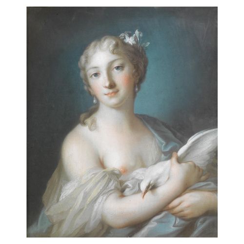 Null Rosalba Carriera学校，18世纪
FEMALE FIGURE WITH A DOVE
pastel on paper, cm 61x50&hellip;