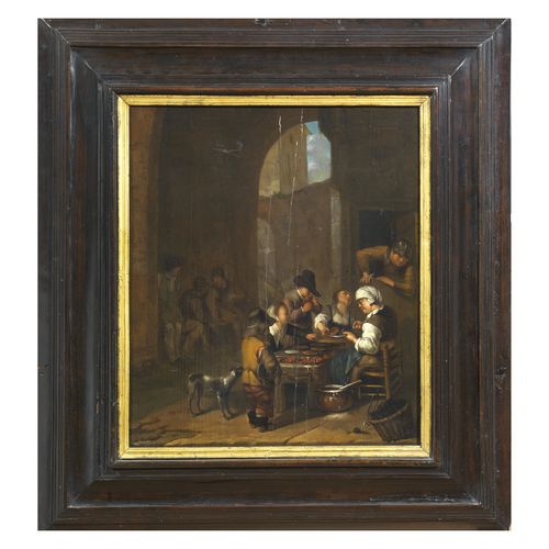 Null Flämische Schule, 17. Jahrhundert
INTERIEUR EINES INNES
Öl auf Tafel, cm 48&hellip;