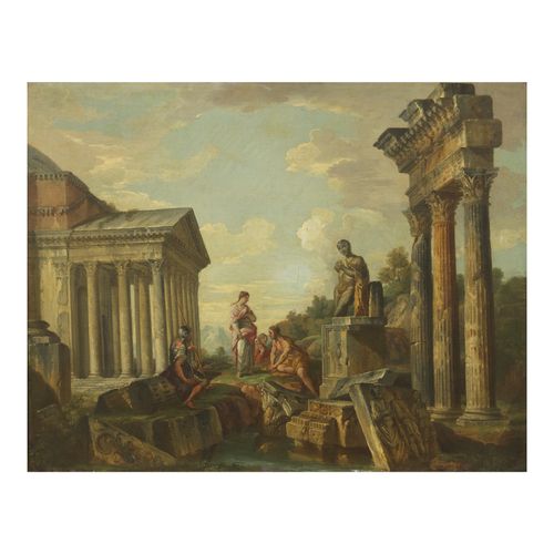 Null 埃米利亚学校，18世纪
CAPRICCIO WITH CLASSICAL RUINS AND FIGURES
Oil on canvas, cm 71&hellip;
