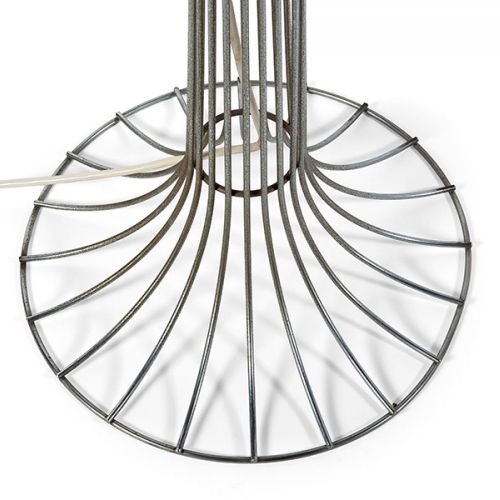 Design floor lamp. 1980s. Chromed metal structure. Fabric lampshade. Four points&hellip;
