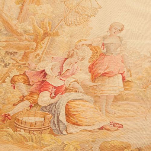 TAPISSERIE France, Aubusson, c. 1850. Fin travail de la soie. Scène de parc au p&hellip;