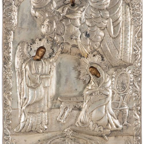 Verkündigung an Maria mit versilbertem Oklad Greco, datato 1870. (1) Icona. Temp&hellip;