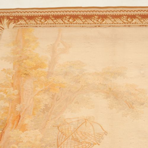 TAPISSERIE France, Aubusson, c. 1850. Fine silk work. Pastel park scene. In the &hellip;