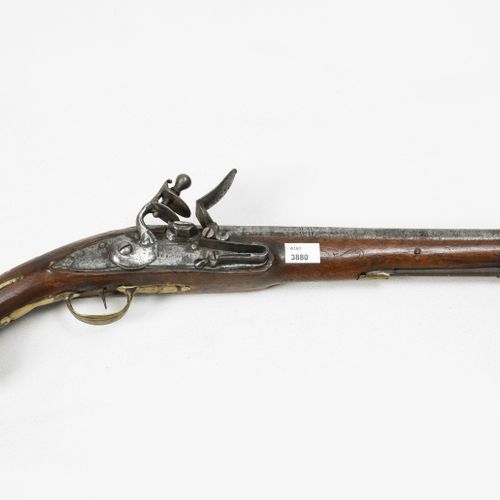 Steinschlosspistole Blakan或希腊，19世纪初，光滑的圆形枪管，18毫米口径。八角形的腔室，冲孔装饰。锁板上有E RACHETI的签名。&hellip;
