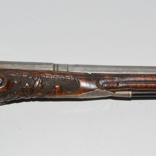 Steinschlosspistole Balkan/Hungary, c. 1800. Rifled barrel, chambered third octa&hellip;