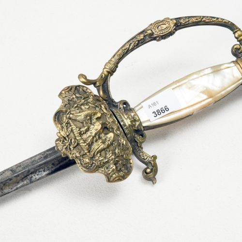 Galadegen France, circa 1860. Diplomat. Brass hilt, spherical pommel, grip scale&hellip;
