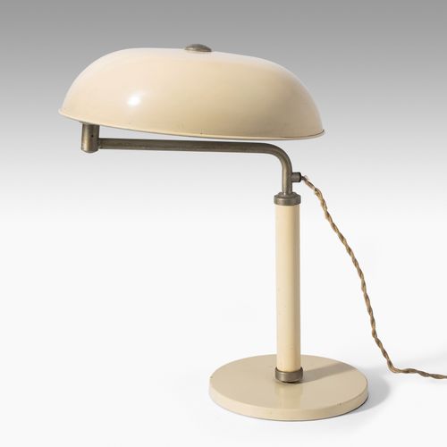 ALFRED MULLER 台灯 "Quick 1500"。设计：1935年左右。 制造商：Amba Leuchten，巴塞尔。金属，奶油色漆面。高度可调，可旋&hellip;
