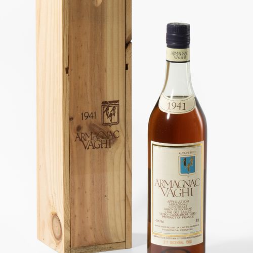 Armagnac Vaghi 1941. Baron de Sigognac. Original wooden box. 1 bottle.