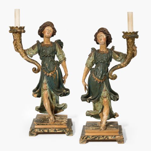 1 Paar Leuchterengel 1 pair of candlestick angels

Italy, c. 1700, carved wood, &hellip;