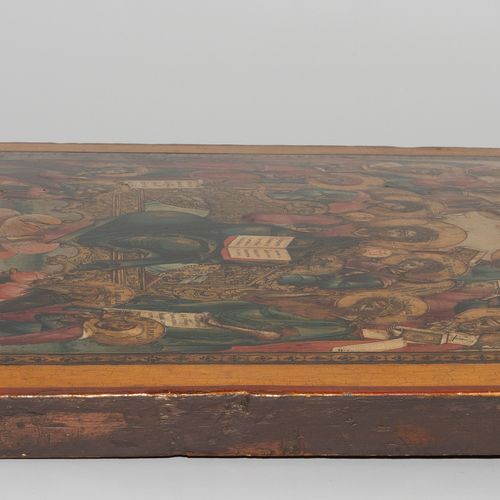 Erweiterte Deesis 延长的创世纪

俄罗斯，19世纪上半叶。 木板上的粉笔画。基督在中央，两边是圣母和作为中保的约翰五世。在装饰丰富的宝座后面是&hellip;