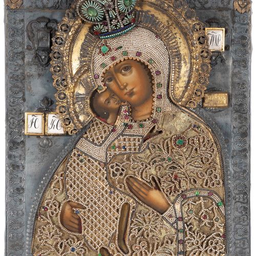 Gottesmutter Feodorovskaja mit Silberbasma und Perlenoklad Mother of God Feodoro&hellip;