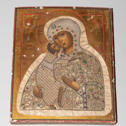 Gottesmutter Feodorovskaja mit Silberbasma und Perlenoklad Mother of God Feodoro&hellip;
