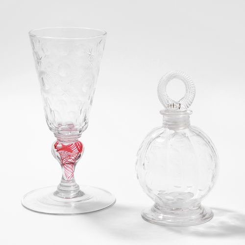 Böhmen, Pokal und Kugelflasche Bohemia, goblet and ball bottle

Colourless glass&hellip;