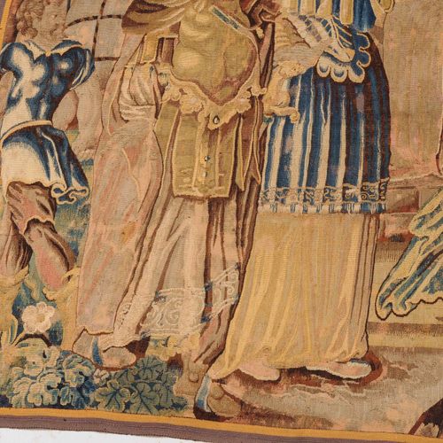 Tapisserie-Fragment Tapestry fragment

France, c. 1700. Courtly scene depicting &hellip;