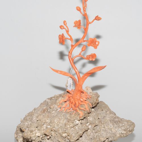 Zierfigur Figura ornamental

China, s. XX/21. Coral rosa sobre piedra de arrecif&hellip;