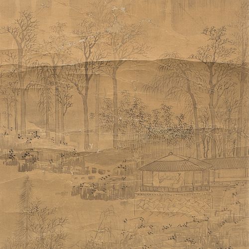 Wen Zhenmeng (1574–1636), zugeschrieben. 文震孟(1574-1636)，归属。

卷轴画。水墨在丝绸上。签有红色印章和题&hellip;