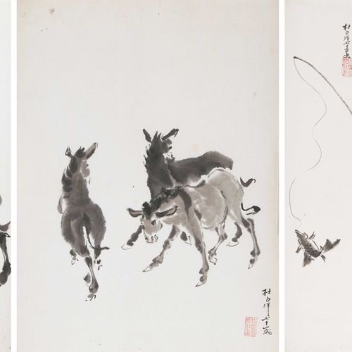 Lot: 3 Malereien von Du Baiyang (1917–2000) Lotto: 3 dipinti di Du Baiyang (1917&hellip;