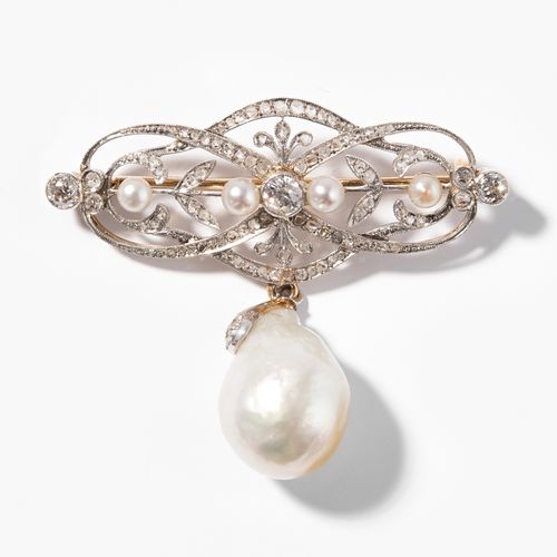Kulturperlen-Diamant-Brosche Cultured pearl diamond brooch

Early 20th century. &hellip;