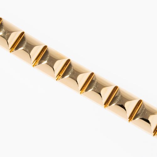 GOLD-BRACELET 黄金手镯

750黄金。矩形外凸。长20厘米，宽2厘米，重78.6克。